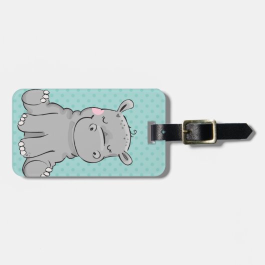 カバの甘い漫画のカスタムな荷物のラベル ラゲッジタグ (正面横)