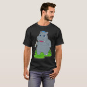 カバの画家 絵筆 ペインティング Tシャツ (正面フル)