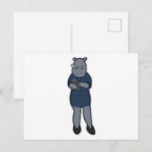 カバの秘書　ノートとペン付き ポストカード (正面/裏面)