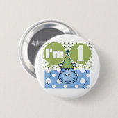カバの第1誕生日のTシャツおよびギフト 缶バッジ (正面&裏面)