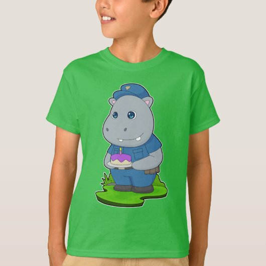 カバの誕生日警察 Tシャツ (正面)