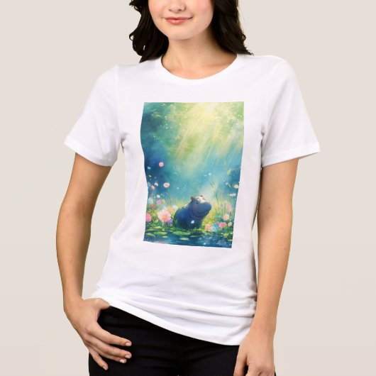 カバの魔法の池の草原 トライブレンドＴシャツ (正面)