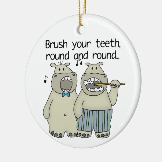 カバはあなたの歯をみがきます セラミックオーナメント (左)