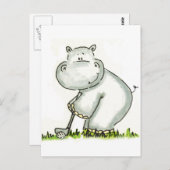 カバはゴルフを遊びます ポストカード (正面/裏面)