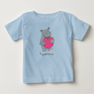 カバはバレンタインデーのベビーのTシャツを抱き締めます ベビーTシャツ