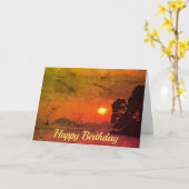 カバットクロアチアビューオブサンセット1974フィルター誕生日 カード (黄色い花)
