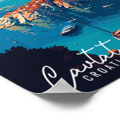 カバットクロアチアヴィンテージ旅行イラストレーション ポスター (角)