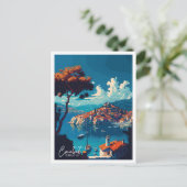 カバットクロアチアヴィンテージ旅行イラストレーション ポストカード (スタンド正面)