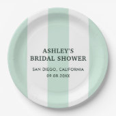 カバナストライプシーグリーンブライダルシャワー ペーパープレート (正面)