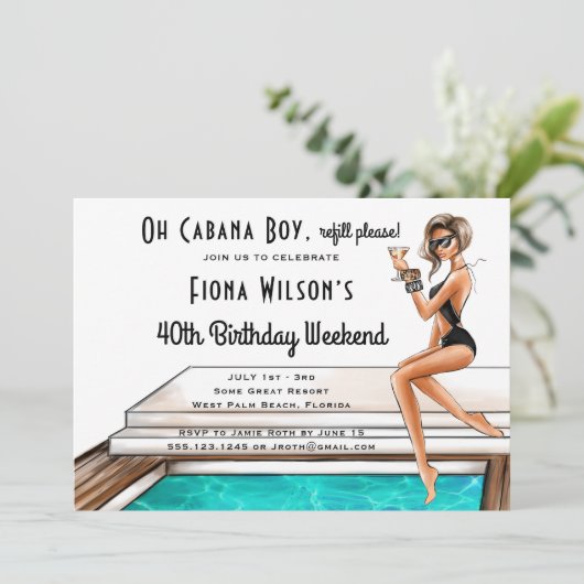 カバナボーイ40歳の誕生日パーティー週末 招待状 (スタンド正面)