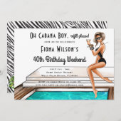 カバナボーイ40歳の誕生日パーティー週末 招待状 (正面/裏面)