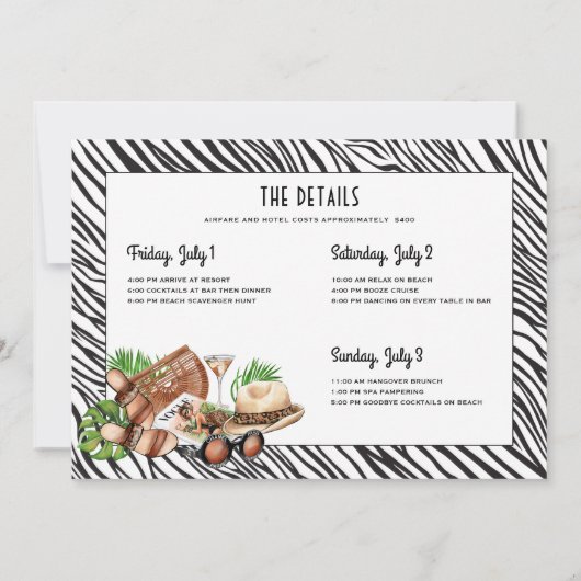 カバナボーイ40th誕生日パーティー週末招待状 招待状 (裏面)