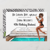 カバナボーイ40th誕生日パーティー週末招待状 招待状 (正面/裏面)
