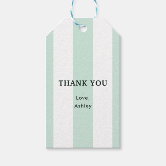 カバナ ストライプ シーグリーン ブライダルシャワー ギフトタグ (正面)