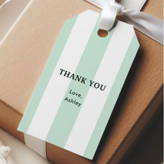 カバナ ストライプ シーグリーン ブライダルシャワー ギフトタグ