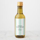 カバナ ストライプ シーグリーン ブライダルシャワー ワインラベル (正面)