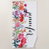 カバナ ヴァケーション ギフト パーソナライズド ネーム ビーチタオル (正面)