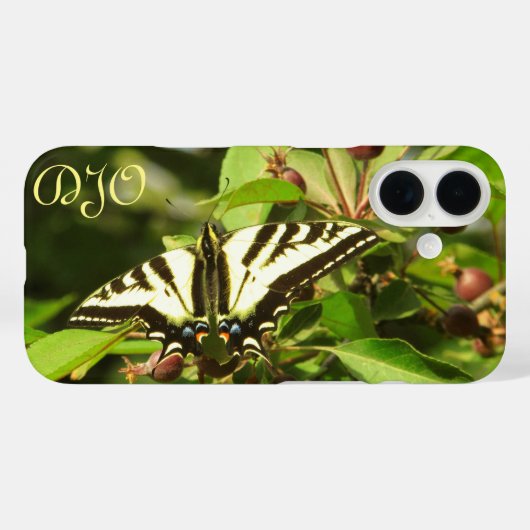 カバノキの上の黄色と黒の蝶 Case-Mate iPhoneケース (裏面 (横))