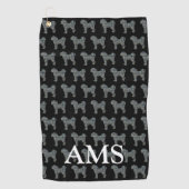 カバプーかわいいドッグシルエットY&Bグリッドブラック ゴルフタオル (正面)