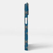 カバプーかわいい犬のシルエットグリッドブルー iPhoneケース (右側面)