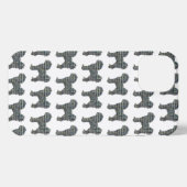 カバプーかわいい犬のシルエットグリッドホワイト iPhoneケース (裏面横)