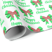 カバプーのクリスマスドッグ&グリーンボウホワイト ラッピングペーパー (ロールコーナー)