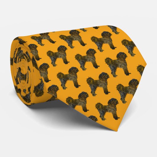 カバプー犬シルエットハロウィンオレンジネック ネクタイ (ロール)