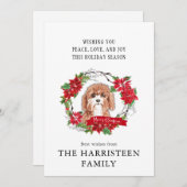 カバポウウォーターカラーポインセチアリースクリスマス シーズンカード (正面/裏面)