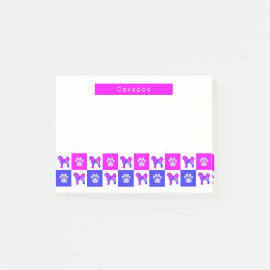 カバポシルエットドッグ&ポーホットピンク&ブルー ポストイット (正面)