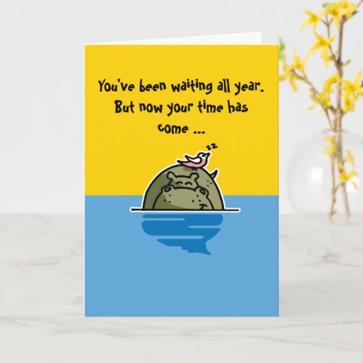 カバユーモアのあるのバースデーカード カード (黄色い花)