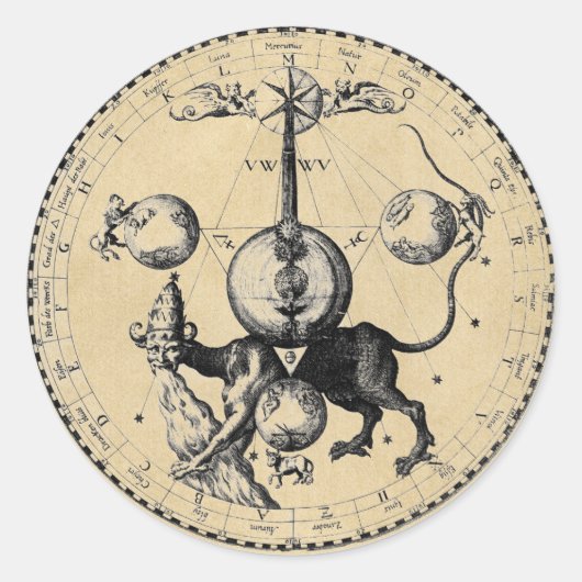 カバラのドラゴンシンボル ラウンドシール (正面)