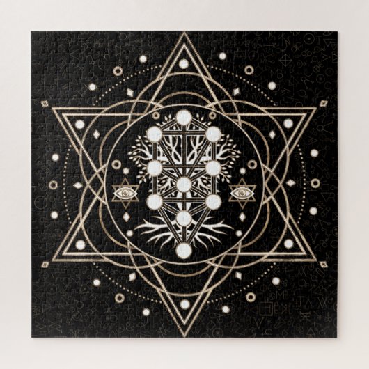 カバラザツリーオブライフ神聖な幾何オーナメント ジグソーパズル (縦)