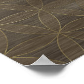 カバラーザツリーオブライフヴィンテージ金ゴールドオンウッド ポスター (角)