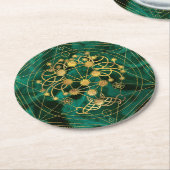 カバラ生命の木-マラカイト ラウンドペーパーコースター (アングル)