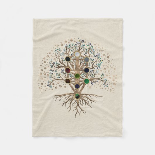 カバラ·ザ·ツリー·オブ·ライフ·オン·キャンバス フリースブランケット (正面)