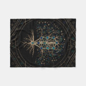 カバラ·ザ·ツリー·オブ·ライフ·マーブル·アンド·金ゴールド フリースブランケット (正面(横))