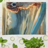 カバリアキングビーチサーフィン絵画ズ キッチンタオル (折り畳み)