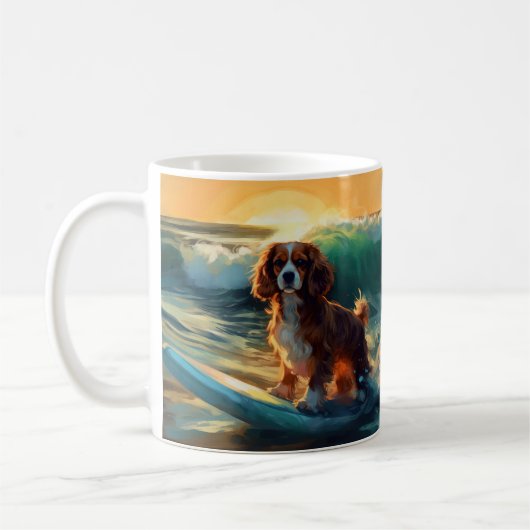 カバリアキングビーチサーフィン絵画ズ コーヒーマグカップ (左)