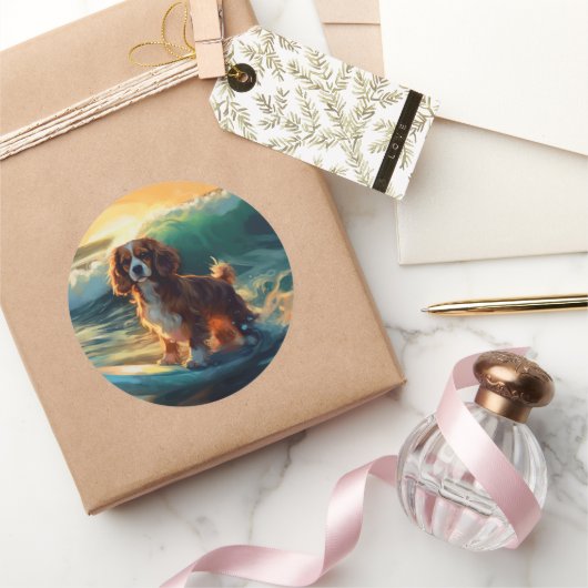 カバリアキングビーチサーフィン絵画ズ ラウンドシール (ギフト)