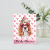 カバリエスパニエル犬ベミーバレンタインドッグバレンタイン シーズンポストカード (スタンド正面)