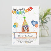 カバリエスパニエル犬レッツポーティードグバースデーパーティー 招待状 (スタンド正面)