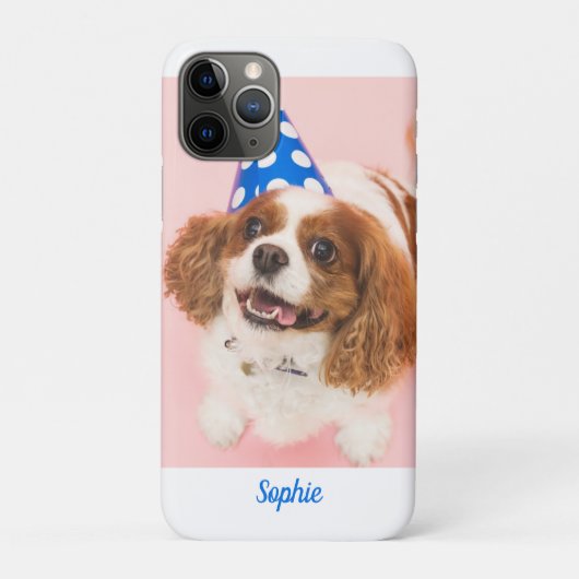 カバリエスパニエル犬犬または写真、青い名前 Case-Mate iPhoneケース (裏)