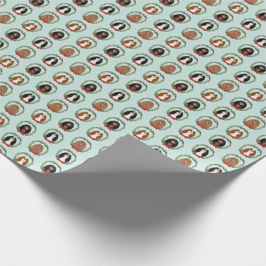 カバリエールキングシャルルクリスマスリース ラッピングペーパー (角)