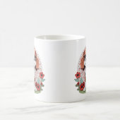 カバリエールキングシャルルレッドフラワーズ紙カッティング コーヒーマグカップ (中央)