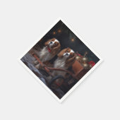 カバリエールキングスノーウィースリークリスマスデコール スタンダードカクテルナプキン (角)