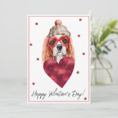 カバリエールキングスパニエル犬ドッグラバーバレンタインギフト シーズンカード (スタンド正面)