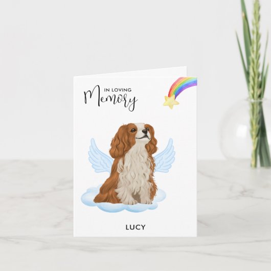 カバリエールキングチャールズエンジェルドッグロス悔やみや弔慰 カード (正面)
