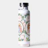 カバリエールキングチャールズクラシック花背景 ウォーターボトル (右面)