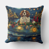 カバリエールキングチャールズクリスマスフェスティバル航海 クッション (正面)