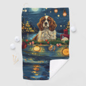 カバリエールキングチャールズクリスマスフェスティバル航海 ゴルフタオル (インサイチュ)